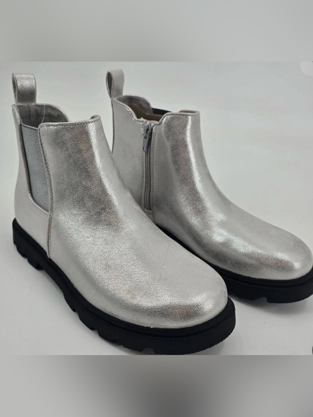 Sonoma Rovie Kids Big Girl Chelsea Silver Ankle Boots